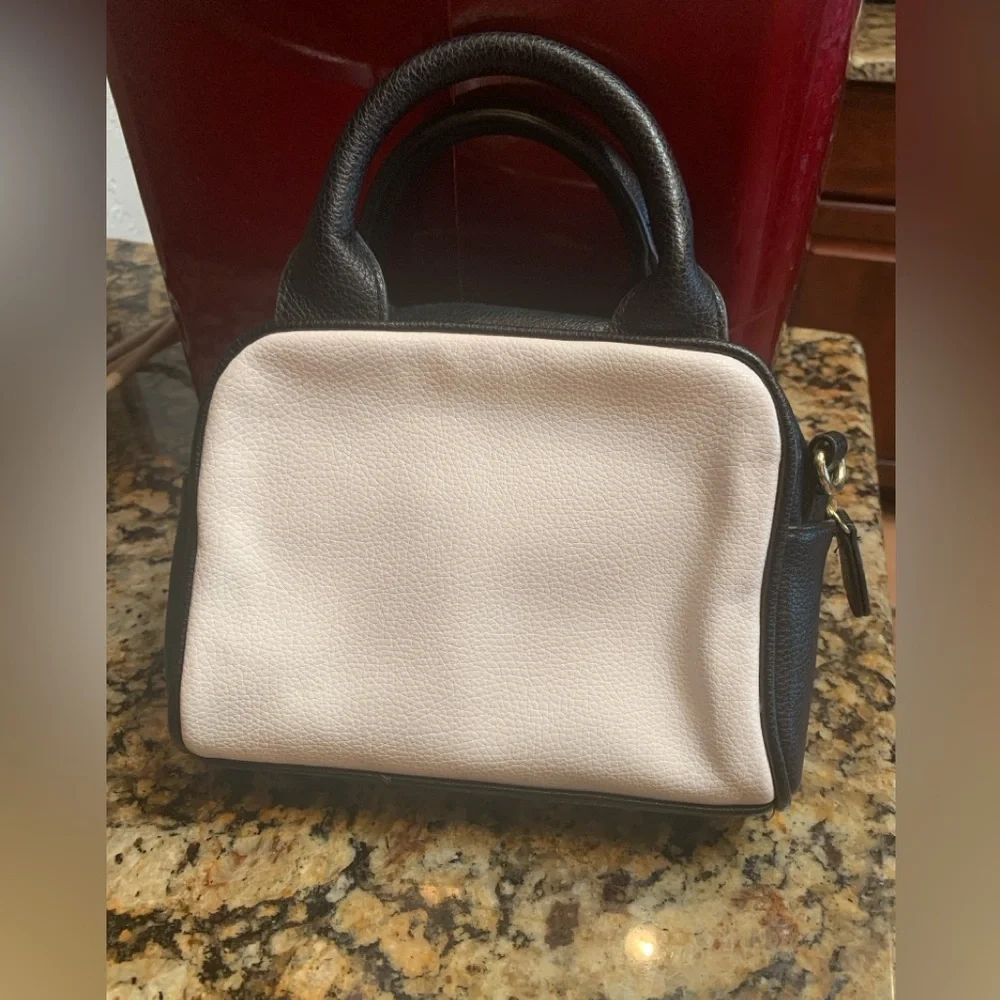 Merona Black & White Faux Leather Satchel